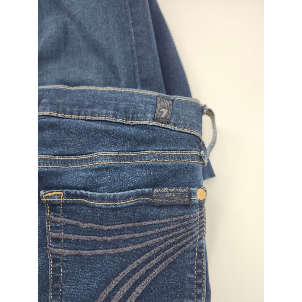 7 For All Mankind Dojo Flare Jeans Dark Wash Blue Denim Size 28 x 29 - Picture 5 of 9